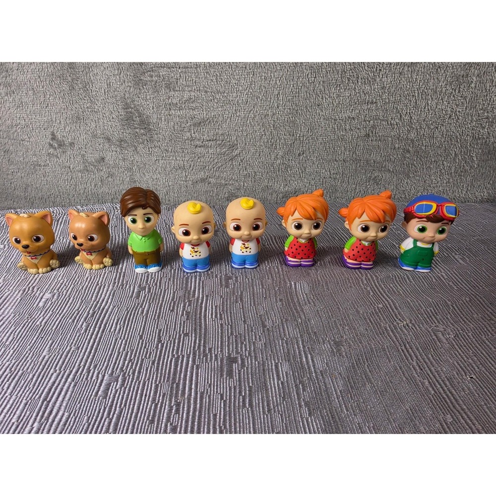 CoComelon Jazwares Figure Lot 8 JJ YoYo Nico Dad Dogs Toy Loose Plastic